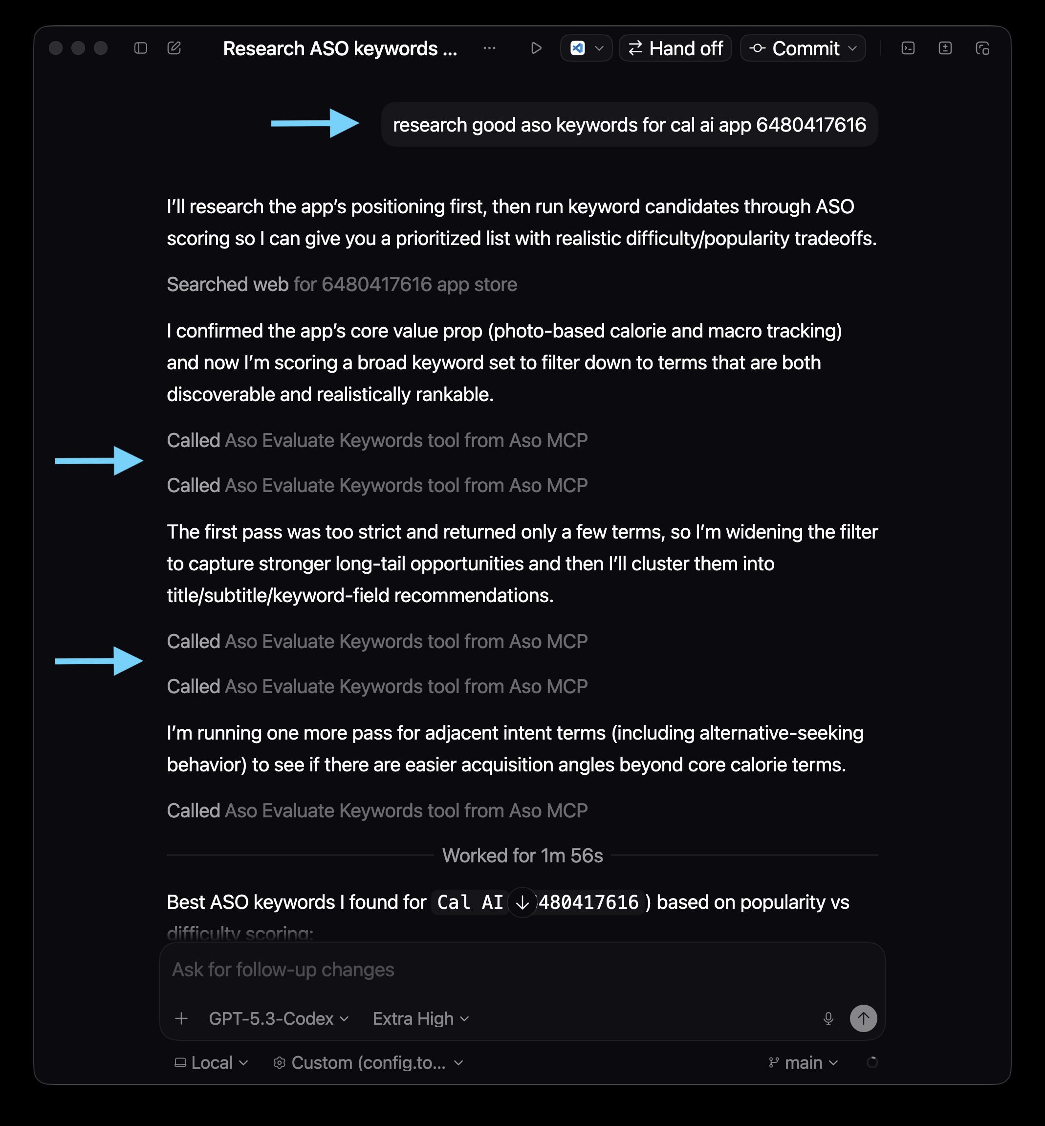 ASO MCP workflow screenshot